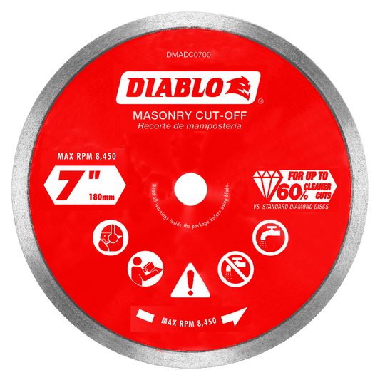 Diablo DMADC0700 7 in. Diamond Continuous Rim
Cut-Off Discs for Masonry