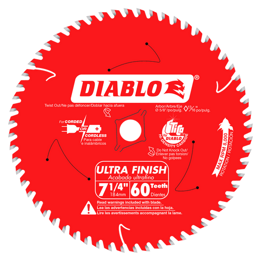 Diablo D0760A 7-1/4 in. x 60 Tooth
Ultra Finish  Saw Blade