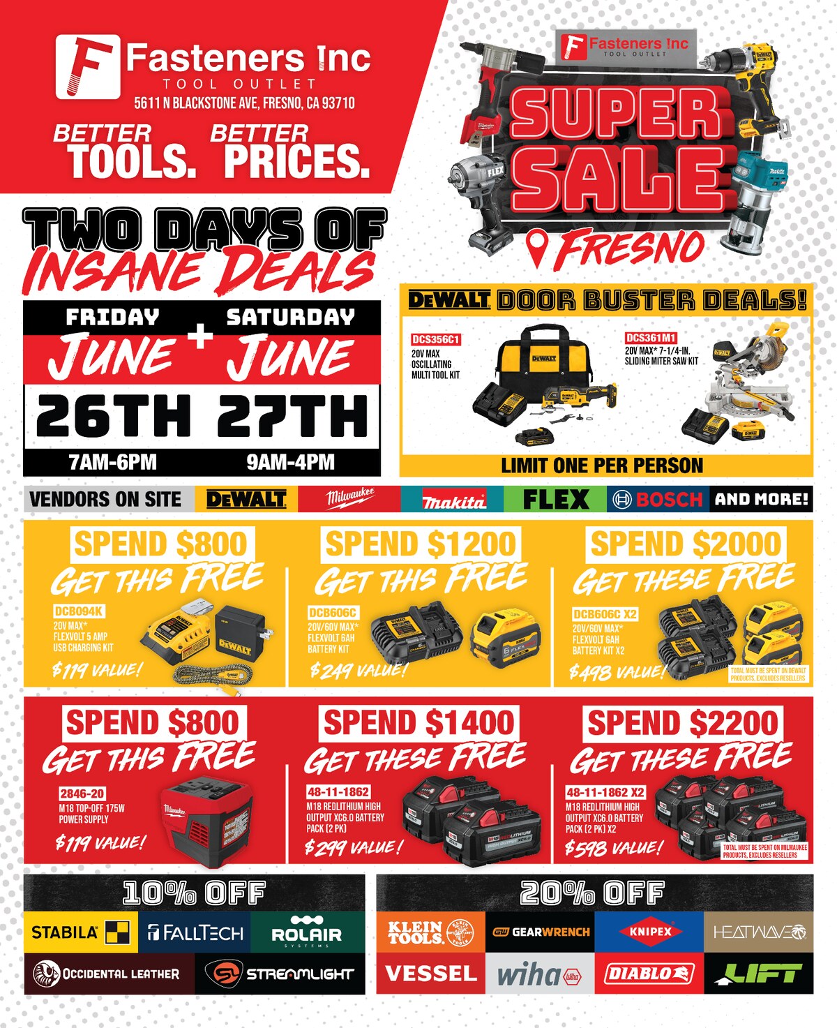 Fasteners Inc Fresno Super Sale – Jun 26 – Jun 27, 2026